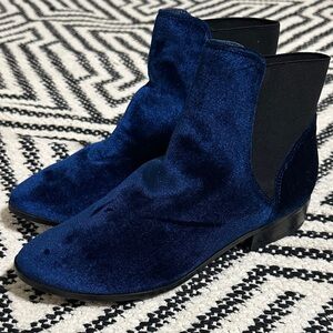 Aldo Midnight Blue Velvet Ankle Boots